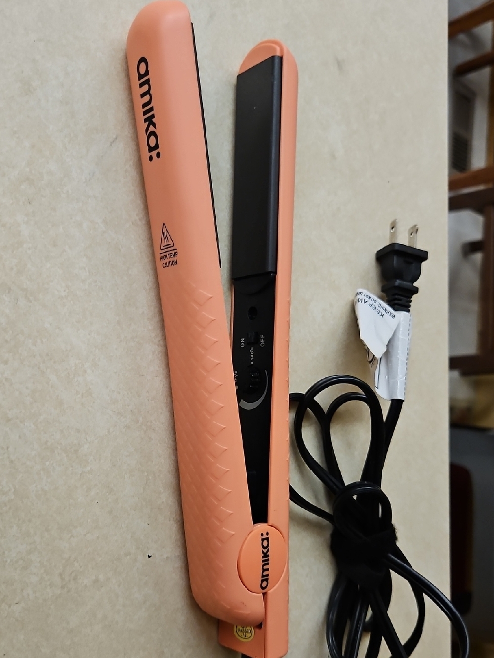 amika Coral Pink Travel Flat Iron Straightener
